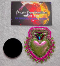 Image 7 of Hand Polished Green Heart Beaded Popsocket