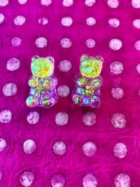 Image 2 of Galaxy Resin Gummy Bear Stud Earrings