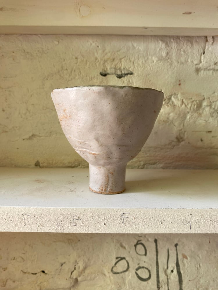 Deep footed bowl (sponged green top) Image 5