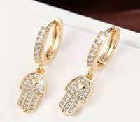 Image 2 of Glamour Girl  Hamsa Hand Earrings 