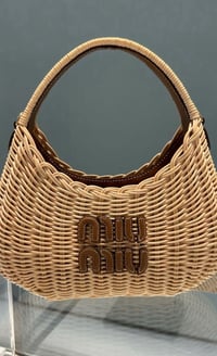 Image 1 of Miumiú Raffia Hobo Bag
