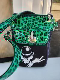 Image 4 of Punk rock leopard print cell phone sling bag (b&w)