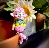 Image 3 of Kitschy Spring Lamb| Dangle Pin|Brooch| Clay Doll Face| Janice Lumm| Easter| Jewelry| Gifting
