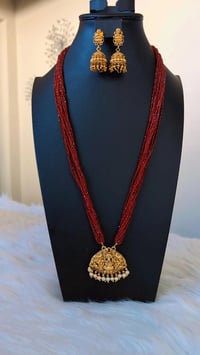 Image 1 of THJ_9908-Hydrocrystral Temple Jewelry Necklace Set Featuring Goddess Laxmi