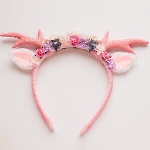 Image of Pink Floral Deer Headband