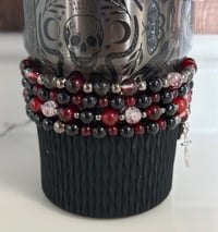 Image 4 of Deadly Damask Black and Maroon Tumbler Bracelet Stack