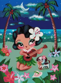 Image 2 of Hula Lulu’s Moonlit Serenade Full Size Diamond Painting by Miss Fluff