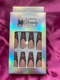 Image 1 of Nails Long (Black Heart Tips)