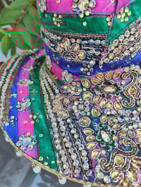 Image 4 of Dolly cowboy hat - recycled sari fabric green pink blue