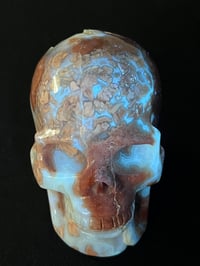 Image 3 of Druzy Pink Petal Agate Skull Carving #2240
