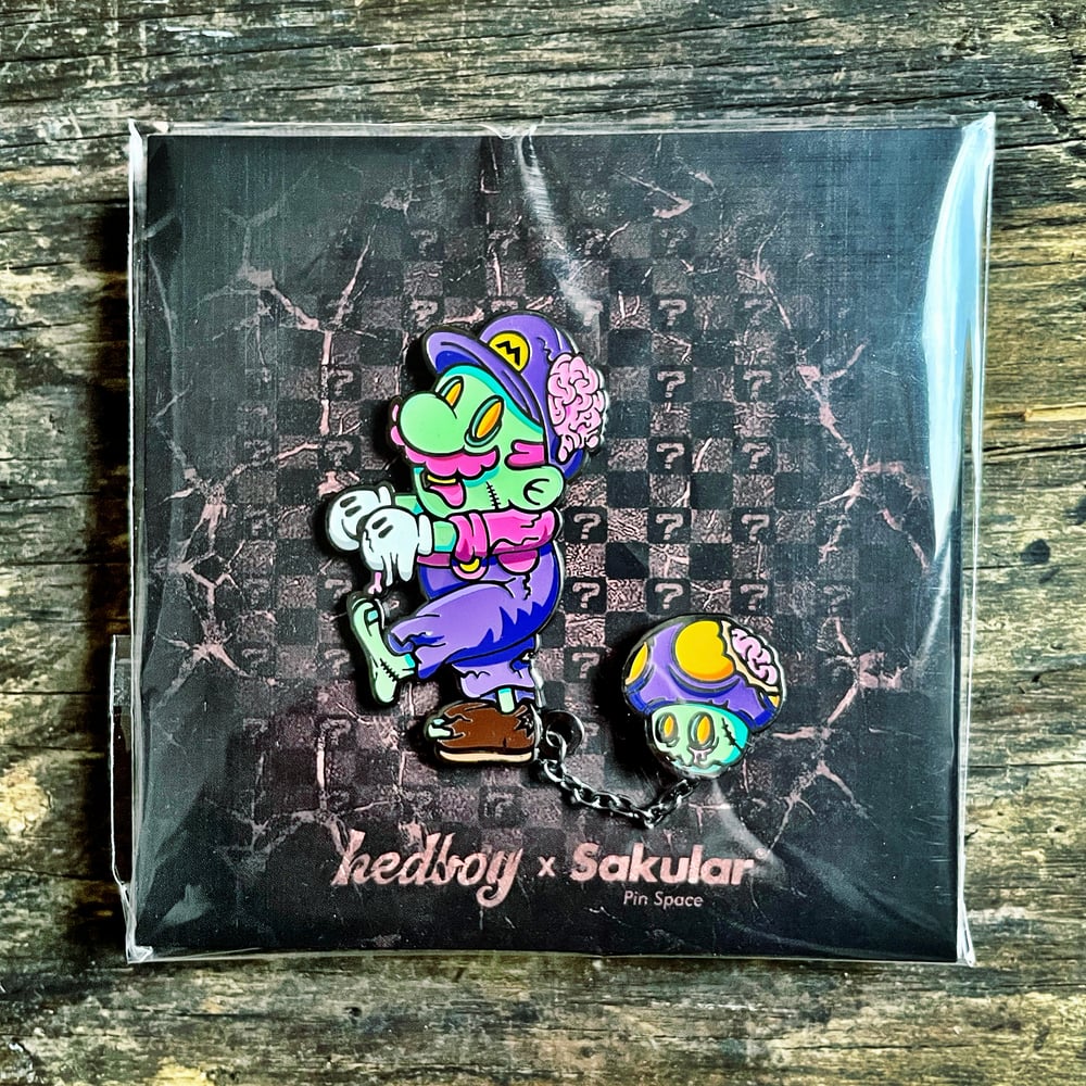 Image of ZOMBIE BRO ENAMEL PIN! PURPLE GLOW IN THE DARK!