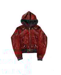 Image 1 of Red ‘Le Visere’ Fur Lined Leather Jacket