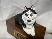 Image 6 of Custom Engraved Handpainted Siberian Husky Urn For Ashes Pet Portrait To Your Photos