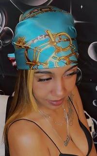 Image 4 of Blue on Blue Silk Head Scarf