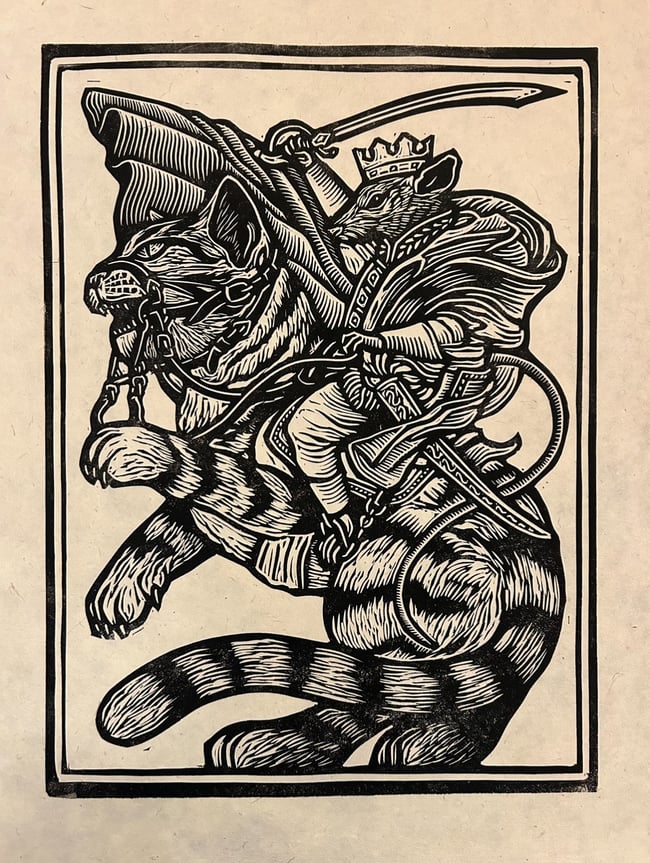 Rat King Block Print