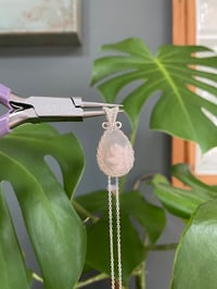 Image 4 of Silver Flower Agate Teardrop Crystal Necklace
