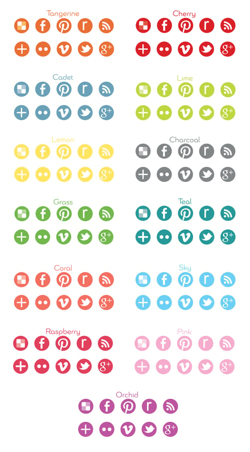 Heather B Design — Colorful Round Social Media Icons