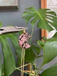 Image 3 of Rhodonite Gold Moon Necklace 