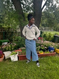 Image 2 of Denim Cargo Midi Skirt