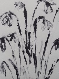 Image 2 of Snowdrops Bunch Monotype Print - A5