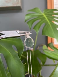 Image 3 of Silver Moss Agate Coin Crystal Necklace