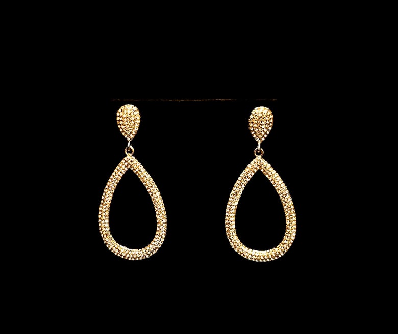 Image of Gold Rhinestone Pierced Earrings 