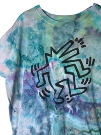 Image 3 of ♻️ UPCYCLED XXL Keith Haring Tee in Mermaid Watercolor Ice Dye
