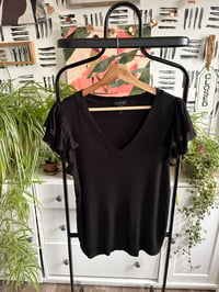 Image 1 of Soft ruffle sleeve ribbed top