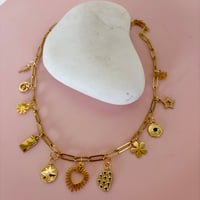 Image 3 of Drop 2 Gold Paperclip Charm Necklaces