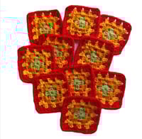Image 2 of 20 Crochet Granny Squares Bright Colour Scheme 3-inch