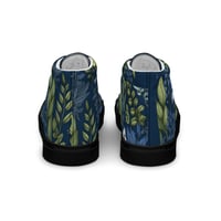 Image 4 of Art Nouveau Inspired Blue Boho Floral Sketch Women’s high top canvas shoes