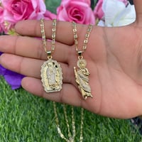 Image 1 of Virgencita/SanJudas 14k gold plated necklace
