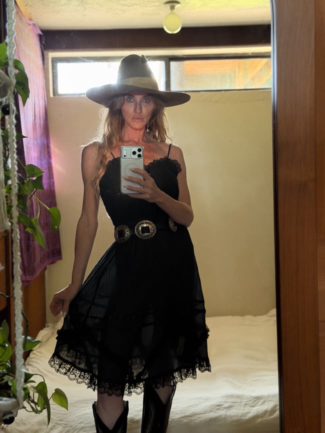 70s gothic western gauze voile sundress dress