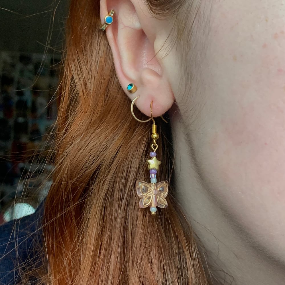 Image of pink butterfly earrings