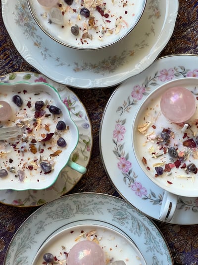 Image of Enchanted Bloom Teacup Candle 🕯️🌸🌹