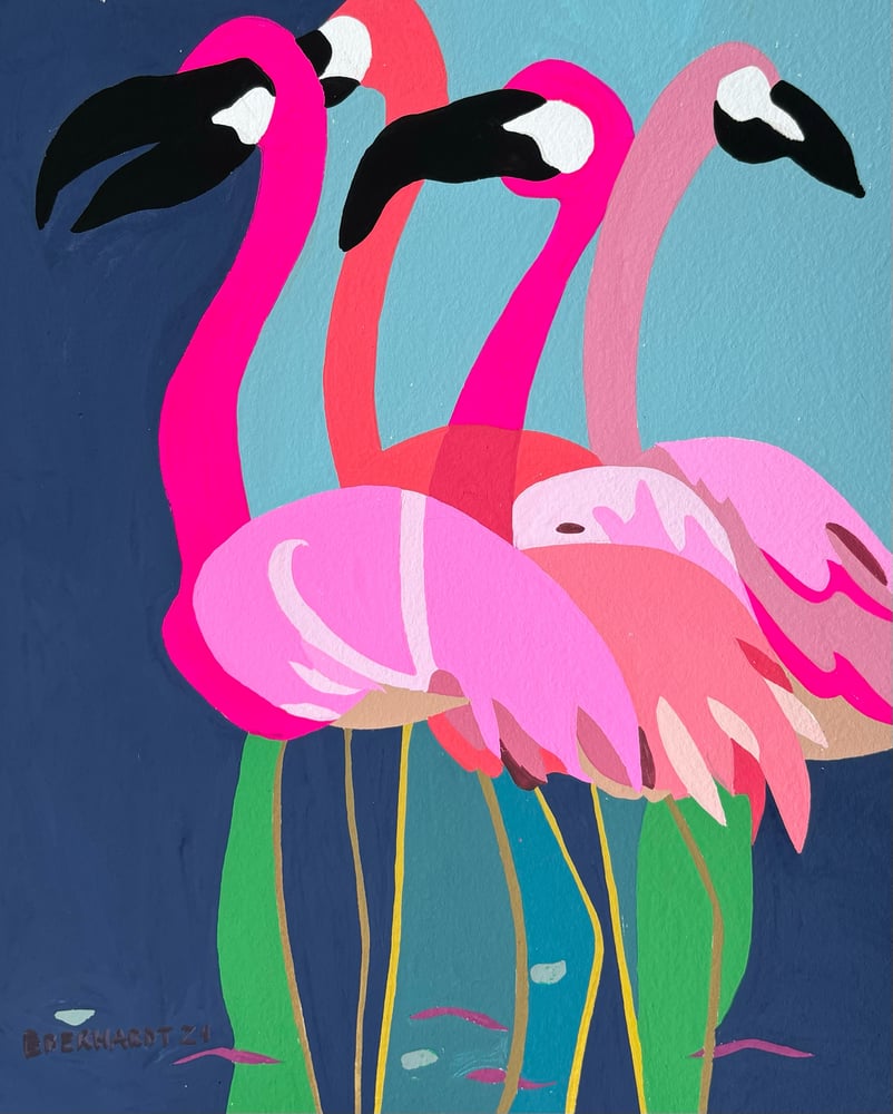 Image of Four Flamingos