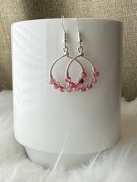 Image 1 of Pink Tourmaline (Silver) Small Hoop Earrings