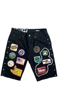 Image 1 of V.V.S. Patchwork Shorts (Black/Black Jean)