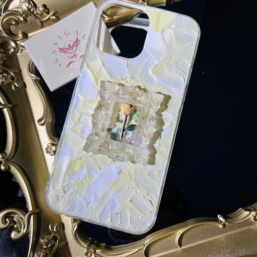 Image of Oil Painting Style Elegant Yellow Rose Decoden Phone Case For All Brand 