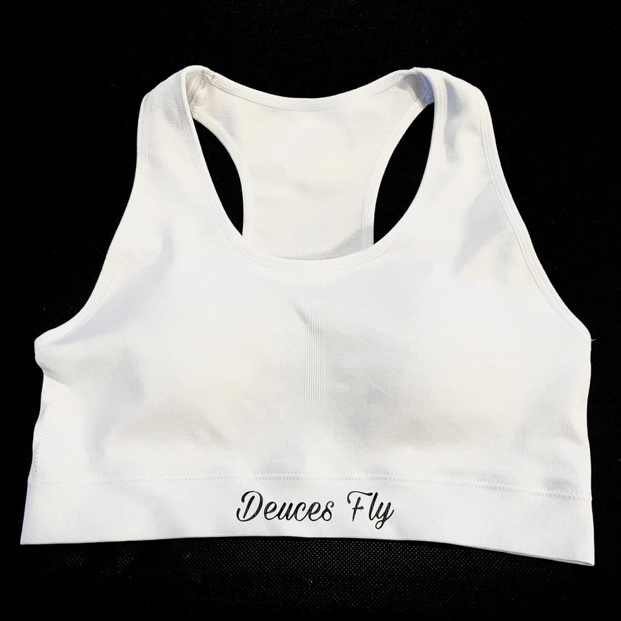 Image of Deuces Fly White Sports Bra