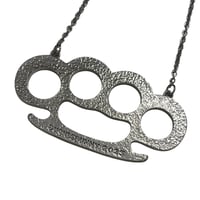 Image 3 of pink zebra brass knuckle necklace 