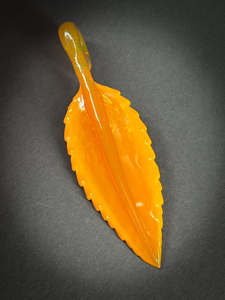 Image of Orange Sunburst Leaf Pendant