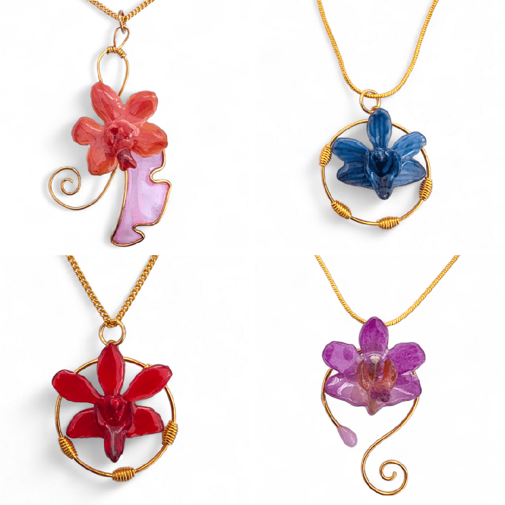 Image of Gold Wirework Mini Orchid Pendants