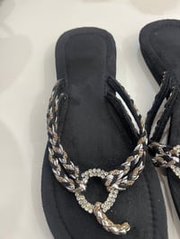 Image 4 of black rhinestones sandals