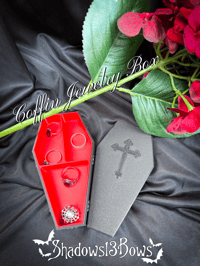 Image 1 of Black & Red Coffin Jewelry Box
