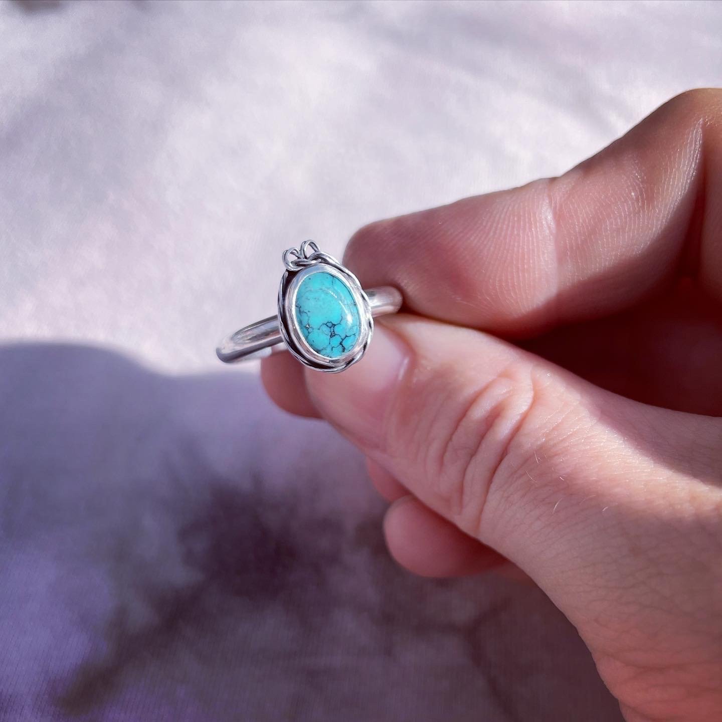 Image of Handmade Sterling Silver Kingman Turquoise Ring 