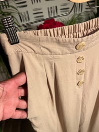 Image 2 of tan flowy soft bottom front wide leg pocket pant