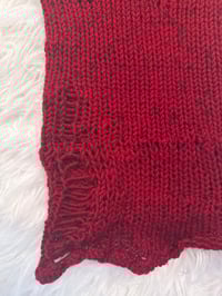 Image 3 of CHERRY RED DISTRESSED SLOUCH BEANIE