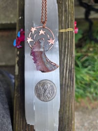 Image 2 of Electroformed Amethyst moon and stars necklace 04
