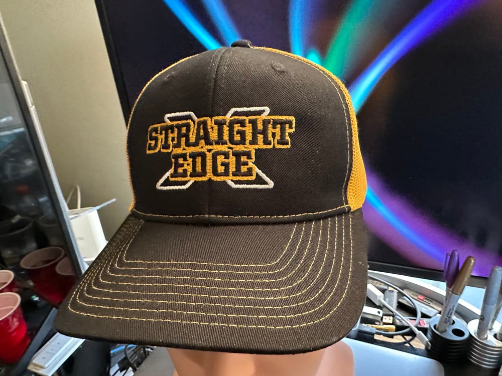 Black & Gold Mesh "Straight Edge" Snapback Trucker Cap